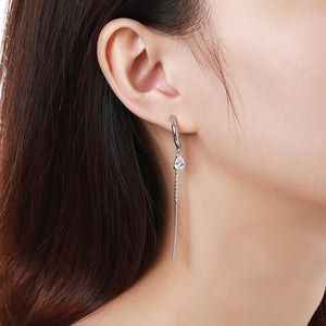 Cubic Zirconia Long Chain Drop Earrings -KPE0371 - KHAISTA Fashion Jewellery