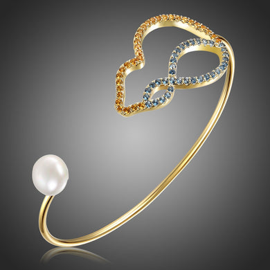Cubic Zirconia Pearl Bangle -KBQ0117 - KHAISTA Fashion Jewelry