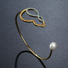 Load image into Gallery viewer, Cubic Zirconia Pearl Bangle -KBQ0117 - KHAISTA Fashion Jewelry
