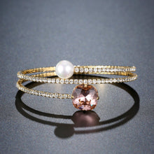 Load image into Gallery viewer, Cubic Zirconia Pearl Chain Bracelet -KBQ0108 - KHAISTA Fashion Jewelry
