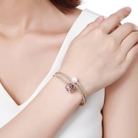 cubic zirconia pearl chain bracelet detail view by KHAISTA