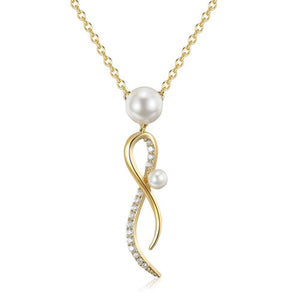 Cubic Zirconia Pearl Necklace Pendant - KHAISTA Fashion Jewellery