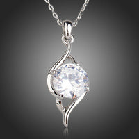 KHAISTA cubic zirconia pendant necklace on white background