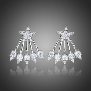 Cubic Zirconia Pentagram Drop Earrings -KPE0354 - KHAISTA Fashion Jewellery