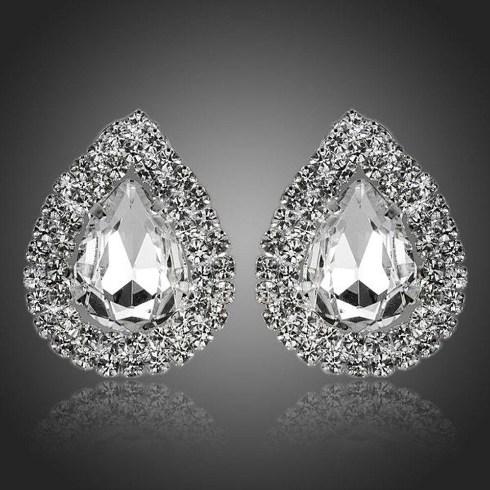 Cubic Zirconia Stud Earrings -KPE0112 - KHAISTA Fashion Jewellery