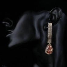 Load image into Gallery viewer, Cubic Zirconia Tear Caramel Drop Earrings - KHAISTA Fashion Jewellery
