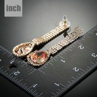 caramel CZ teardrop earrings detail view by KHAISTA