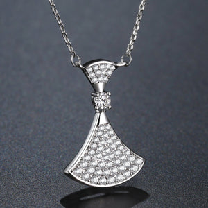 Cubic Zirconia White Gold Pendant Necklace KPN0252 - KHAISTA Fashion Jewellery
