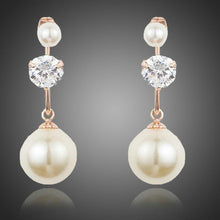 Load image into Gallery viewer, Cubic Zirconia With Pearl Drop Earrings - KHAISTA Fashion Jewellery
