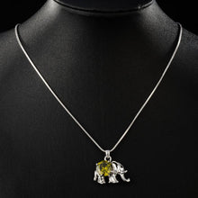 Load image into Gallery viewer, Cute Elephant Pendant with Big Round Cut Olive Cubic Zirconia Pendant Necklace - KHAISTA Fashion Jewellery
