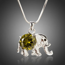 Load image into Gallery viewer, Cute Elephant Pendant with Big Round Cut Olive Cubic Zirconia Pendant Necklace - KHAISTA Fashion Jewellery

