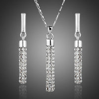 Khaista cylindrical white crystal necklace earrings set