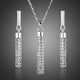 Cylindrical White Crystal Necklace and Earrings Set