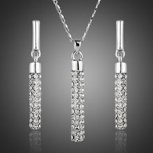 Load image into Gallery viewer, Cylindrical White Crystal Jewelry Set - KHAISTA Fashion Jewellery
