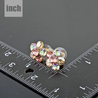 daisy flower crystal stud earrings detail view by KHAISTA