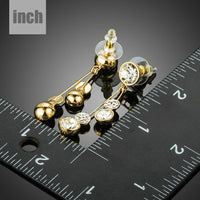 dangling crystal drop earrings detail view by KHAISTA