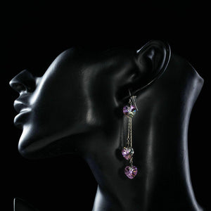 Dangling Heart Crystal Drop Earrings -KPE0241 - KHAISTA Fashion Jewellery