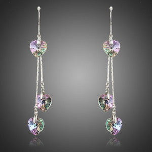 Dangling Heart Crystal Drop Earrings -KPE0241 - KHAISTA Fashion Jewellery