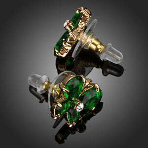 Dark Green Butterfly Cubic Zirconia Stud Earrings - KHAISTA Fashion Jewellery