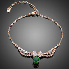 Load image into Gallery viewer, Dark Green Cubic Zirconia Butterfly Link Chain Bracelet - KHAISTA Fashion Jewellery

