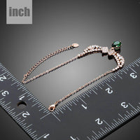 dark green CZ butterfly chain bracelet detail view by KHAISTA