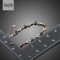 dark green CZ link bracelet detail view by KHAISTA