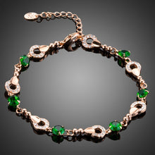 Load image into Gallery viewer, Dark Green Cubic Zirconia Link Bracelet - KHAISTA Fashion Jewellery
