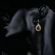 Load image into Gallery viewer, Dark Green Cubic Zirconia Raindrop Earrings - KHAISTA Fashion Jewellery
