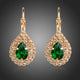 Dark Green Cubic Zirconia Raindrop Earrings