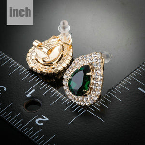 Dark Green Cubic Zirconia Stud Earrings -KPE0129 - KHAISTA Fashion Jewellery