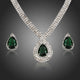 Dark Green Cubic Zirconia Waterdrop Necklace and Earrings Set