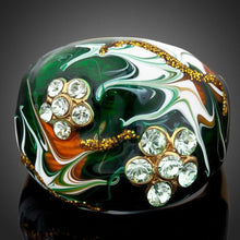 Load image into Gallery viewer, Dark Green Flower Design Oil Painting Ring - KHAISTA Fashion Jewellery
