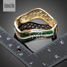 Load image into Gallery viewer, Dark Green Gold Plated Artistic Bangle - KHAISTA Fashion Jewellery
