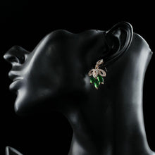 Load image into Gallery viewer, Dark Green Leaves Design Drop Earrings - KHAISTA Fashion Jewellery
