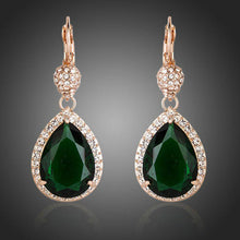 Load image into Gallery viewer, Dark Green Pear Cut Drop Earrings - KHAISTA Fashion Jewellery
