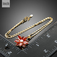 Pendant detail on KHAISTA dark red flower CZ chain necklace