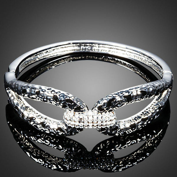 KHAISTA designer crystal cuff bangle on white background