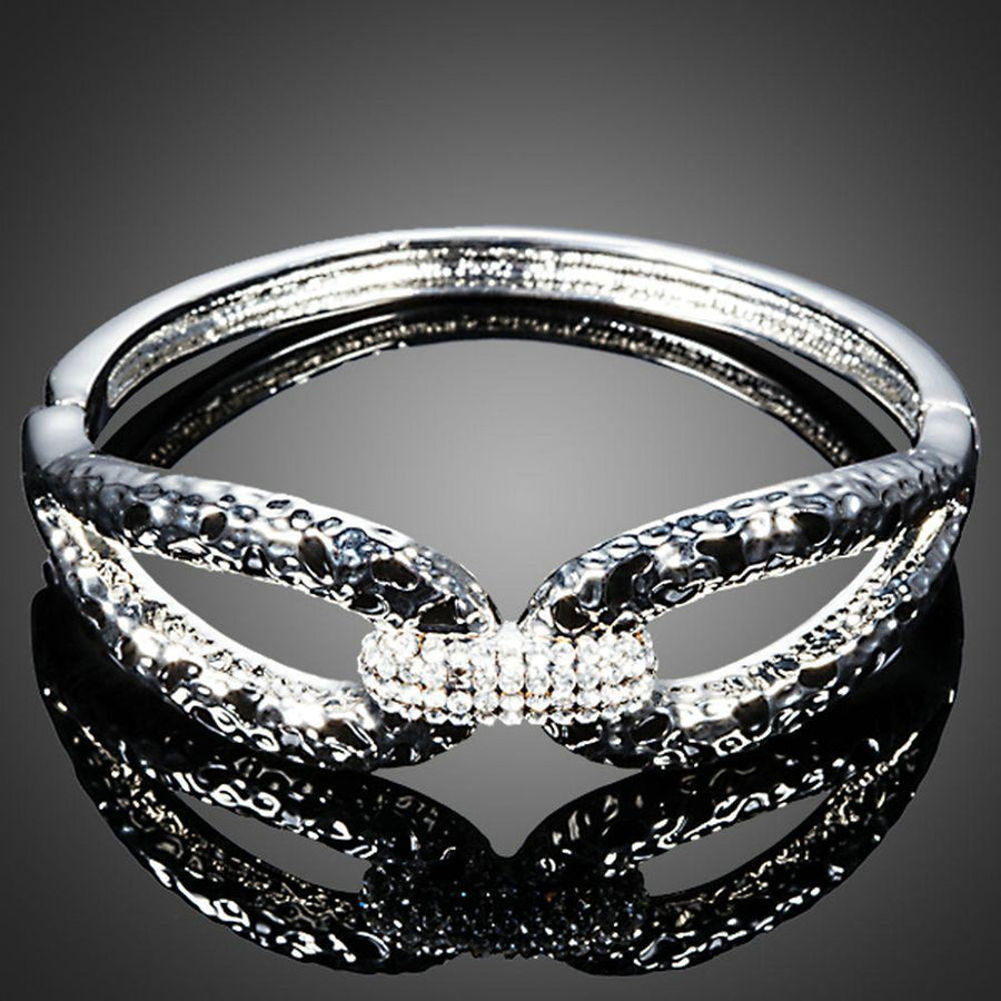 KHAISTA designer crystal cuff bangle on white background
