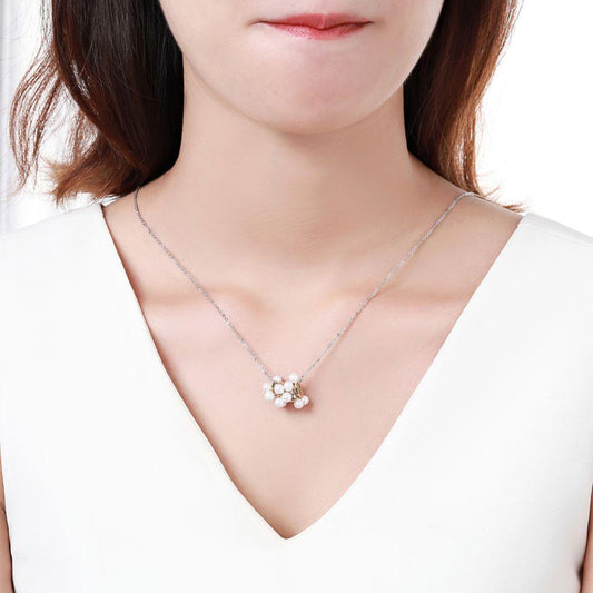 khaista designer geometric pearl silver necklace prn0260 image 1