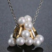 Load image into Gallery viewer, Designer Geometric Pearl Silver Necklace - KHAISTA Fashion Jewellery
