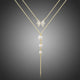 Double Chain CZ and Pearl Pendant Necklace