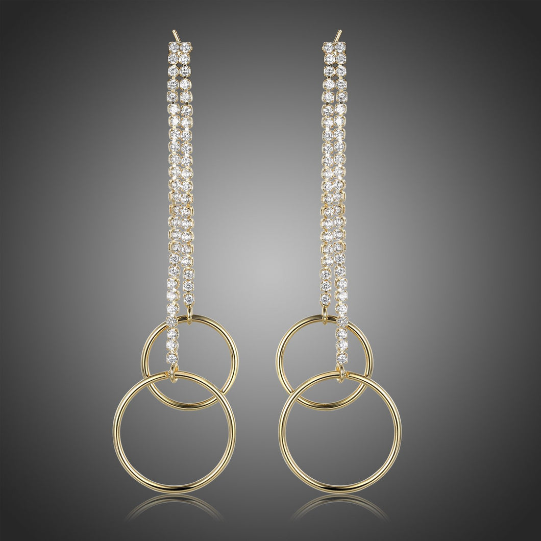 Double Circle Drop Earrings -KPE0397 - KHAISTA Fashion Jewellery