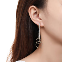 double circle crystal drop earrings detail view by KHAISTA
