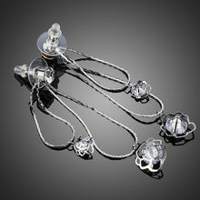 Load image into Gallery viewer, Double Flower Crystal Drop Earrings -KPE0168 - KHAISTA Fashion Jewellery
