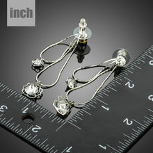 Load image into Gallery viewer, Double Flower Crystal Drop Earrings -KPE0168 - KHAISTA Fashion Jewellery

