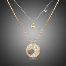 Load image into Gallery viewer, Double Heart FOREVER LOVE Gold CZ Necklace -KFJN0287 - KHAISTA1
