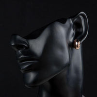 Side angle view of KHAISTA egg shape crystal stud earrings