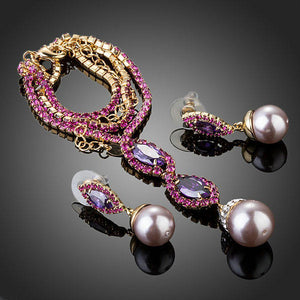 Elegant Pearl Necklace & Drop Earrings Set - KHAISTA Fashion Jewellery