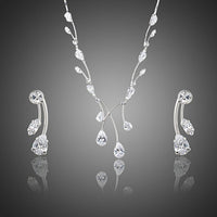 Khaista clear waterdrop cubic zirconia necklace drop earrings set