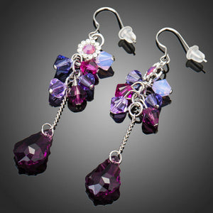 Elegant Purple Crystal Dangle Drop Earrings - KHAISTA Fashion Jewellery